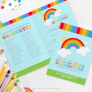 Graduation Program for Kindergarten, Preschool Graduation Program Template, Kindergarten Graduation Printable, Commencement Ceremony, | 413