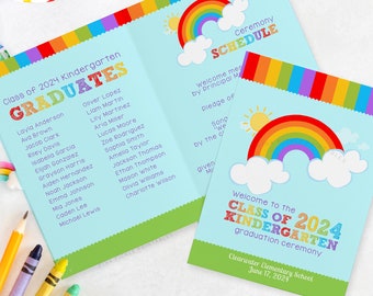 Graduation Program for Kindergarten, Preschool Graduation Program Template, Kindergarten Graduation Printable, Commencement Ceremony, | 413