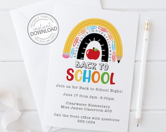 Back to School Invitation, School Rainbow Invitation, Back to School Flyer, Back to School Night Invitation, School Printable 793