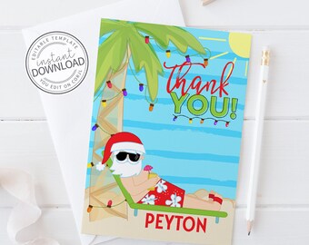 Christmas in July Thank You Cards, Christmas Thank You Card, Summer Christmas Thank You Card, Note Cards, Personalized Stationery | 629