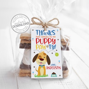 Editable Puppy Party Favor Tags, Puppy Pawty Thank You Tags, Puppy Thank You Tags, Puppy Pawty, Puppy Party Favors, Puppy Birthday Party 721