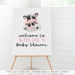 Cow Baby Shower Welcome Sign, Cow Party Sign, Cow Baby Shower Decorations, Cow Welcome Sign, Cow Welcome Poster, Cow Baby Shower Sign 814