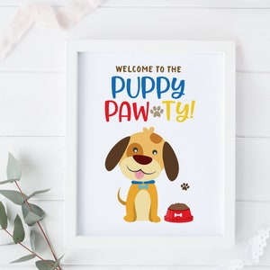 Editable Puppy Party Party Sign, Puppy Pawty Party Sign, Dog Party Sign, Birthday Welcome Sign Printable Party Sign Party Decoration 721