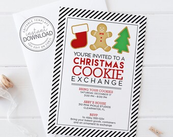 Christmas Cookie Exchange Invitations, Christmas Cookie Invite, Cookie Swap Invitation, Christmas Party, Cookie Party, Cookie Exchange | 310