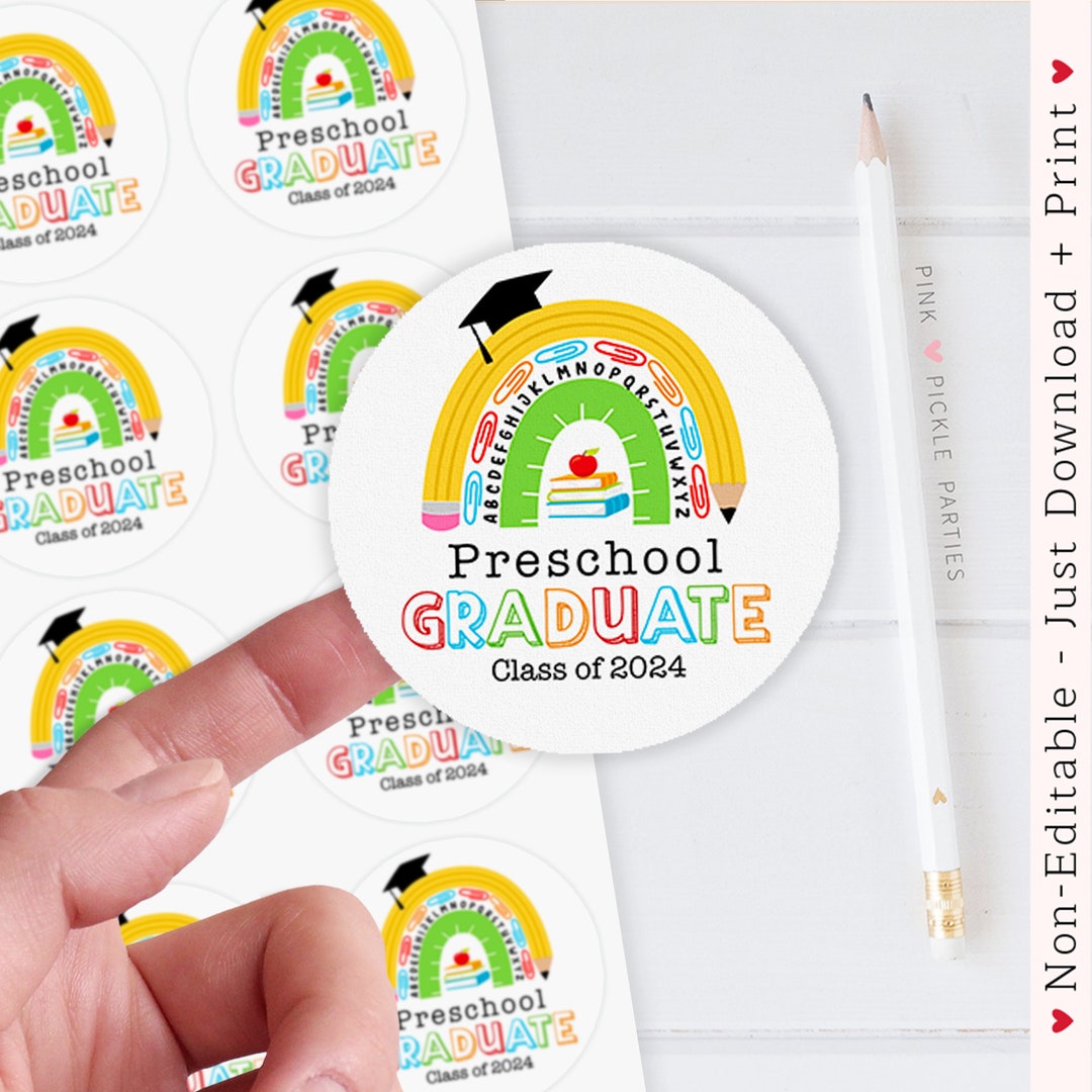 Printable Preschool Graduation Sticker, Graduation Favor Tags ...