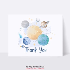 Printable Outer Space Thank You Note Card, Printable First Trip Around The Sun Thank You Card, Digital Thank You Card, Galaxy Thank You 796