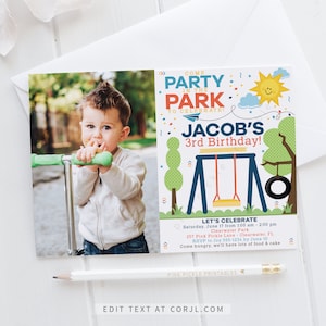 Playground Birthday Invitation, Park Invitation, Park Party Invitation, Park Birthday Invitation, Playground Invitation, Park Invite | 257