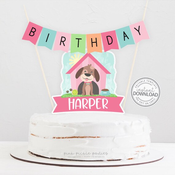 Printable Puppy Party Cake Topper Puppy Party Birthday Puppy | Etsy