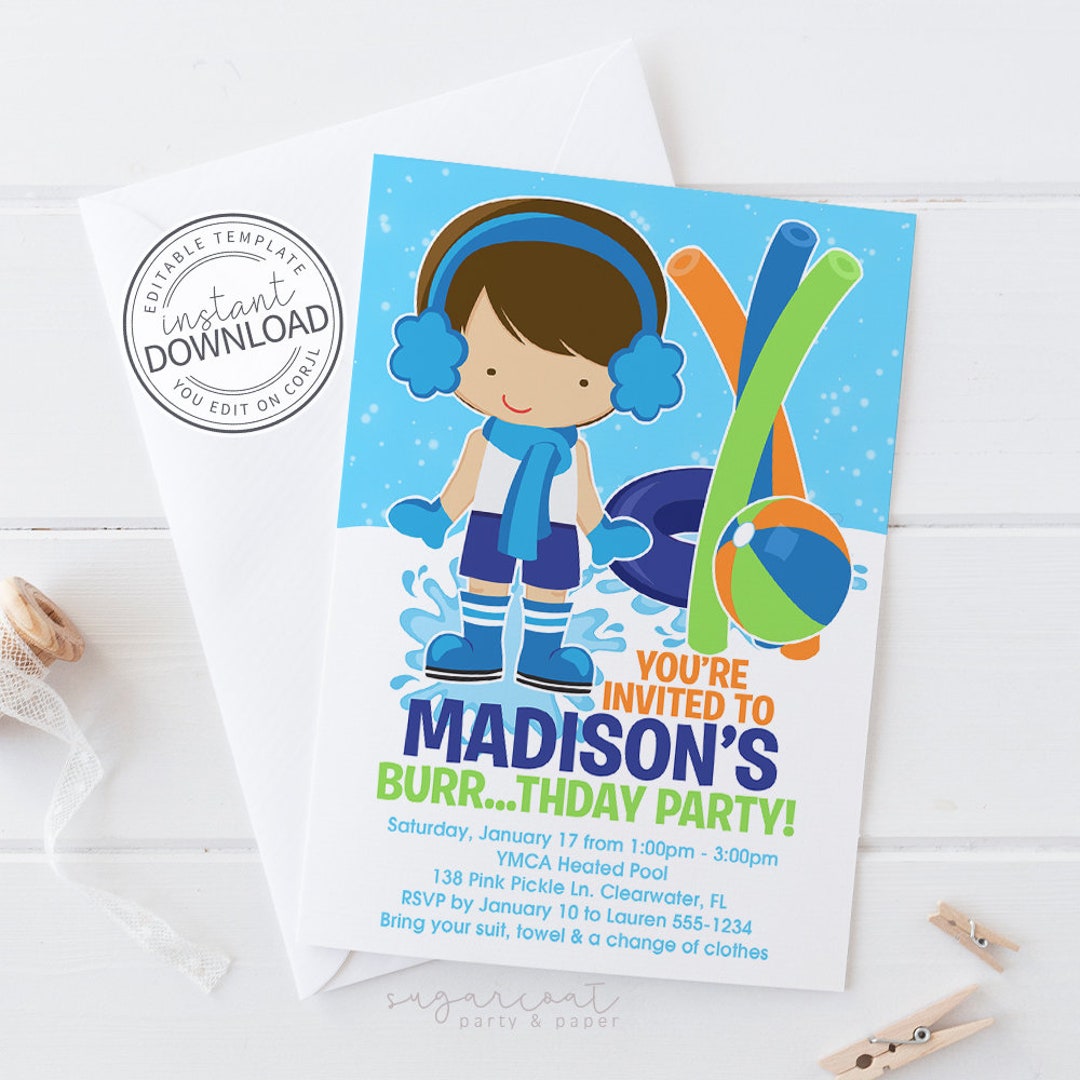 winter-pool-invitation-winter-pool-party-winter-pool-party-etsy