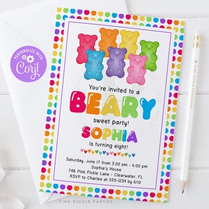 Gummy Bear Invitation, Candy Birthday Invitation, Candy Shop Birthday Invitation, Edit Yourself Invitation Download | 748