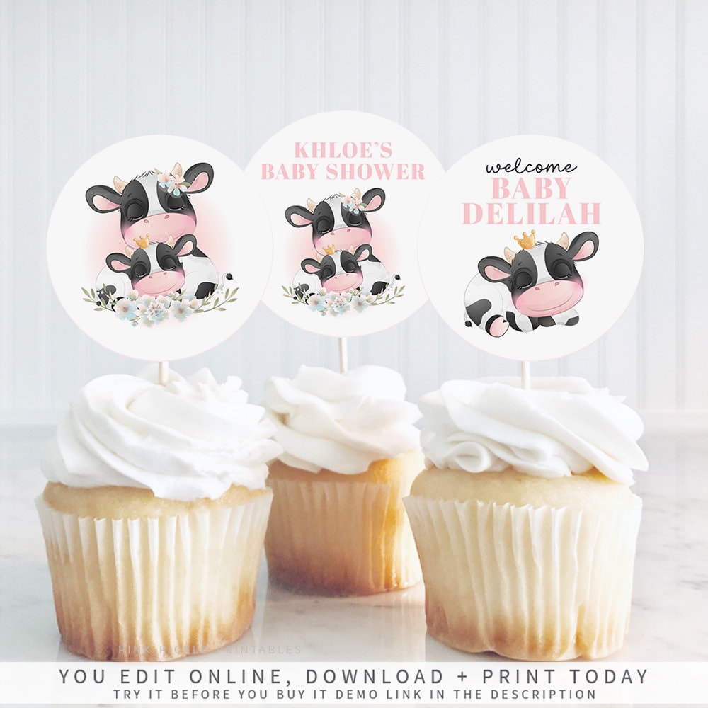 Vache Baby Shower Cupcake Toppers, Cupcake Topper vache, décorations de  douche de bébé vache modifiable, Holy Cow Baby Shower Favor imprimable 814  -  Canada