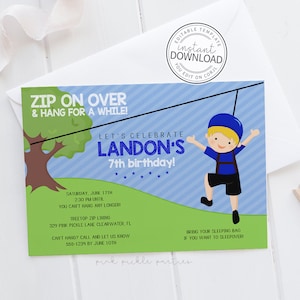 Zip Line Invitation, Zip Line Party, Zipline Birthday Invitations, Zip Line Invite, Zipline Invitation, Zipline Invite, Zipline | 329