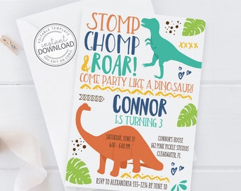 Dinosaur Invitation, Dinosaur Birthday Invitation, Dinosaur, Dinosaur Invites, Invitation, Dinosaur Birthday Party, Printable Invitation 662