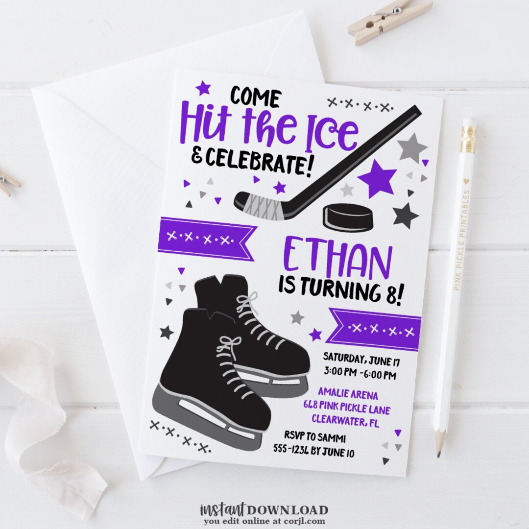 Hockey Invitation, Hockey Birthday Invitations, Hockey Birthday, Hockey