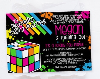 80s Themed Invitations, 80s Birthday Party Invitation Template / Instant Download / Edit Invitation Online with Corjl | 339