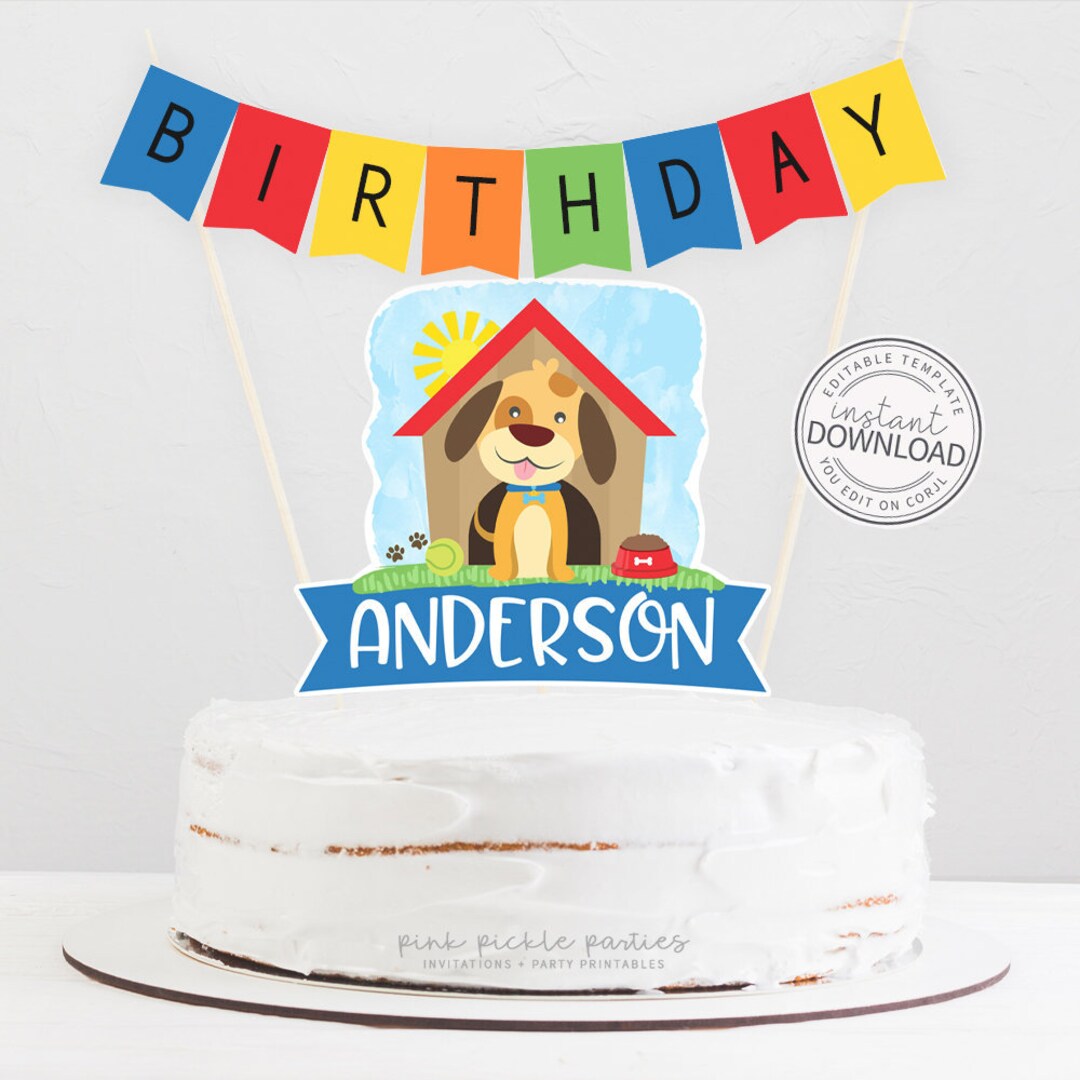 Printable Puppy Party Cake Topper Puppy Party Birthday Puppy - Etsy