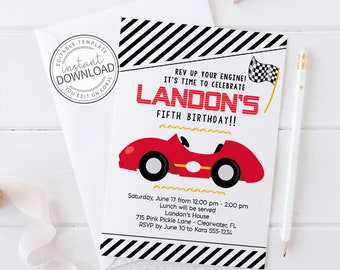 Racecar Invitation, Racecar Birthday Invitation, Car Birthday Party Invitation, Racecar Birthday, Car Invitation, Race Invitation, Car | 715