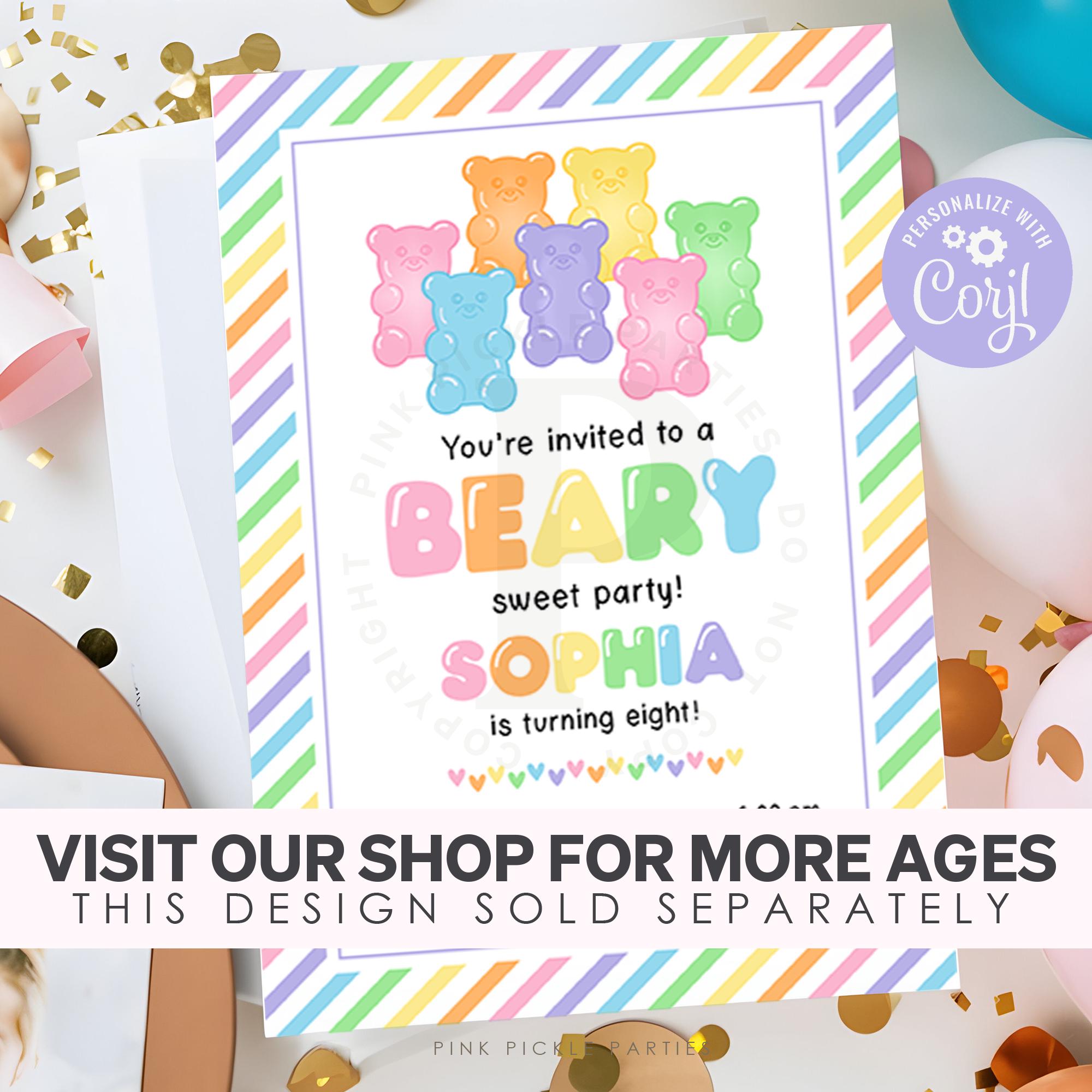 Gummy Bear Invitation, Candy Birthday Invitation, Candy Shop Birthday ...