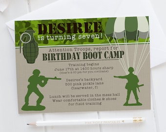 Boot Camp Invitation | Army Invitations | Military Invitations | Army Birthday Party | Army Birthday | Army Birthday Invite | Camo | 500