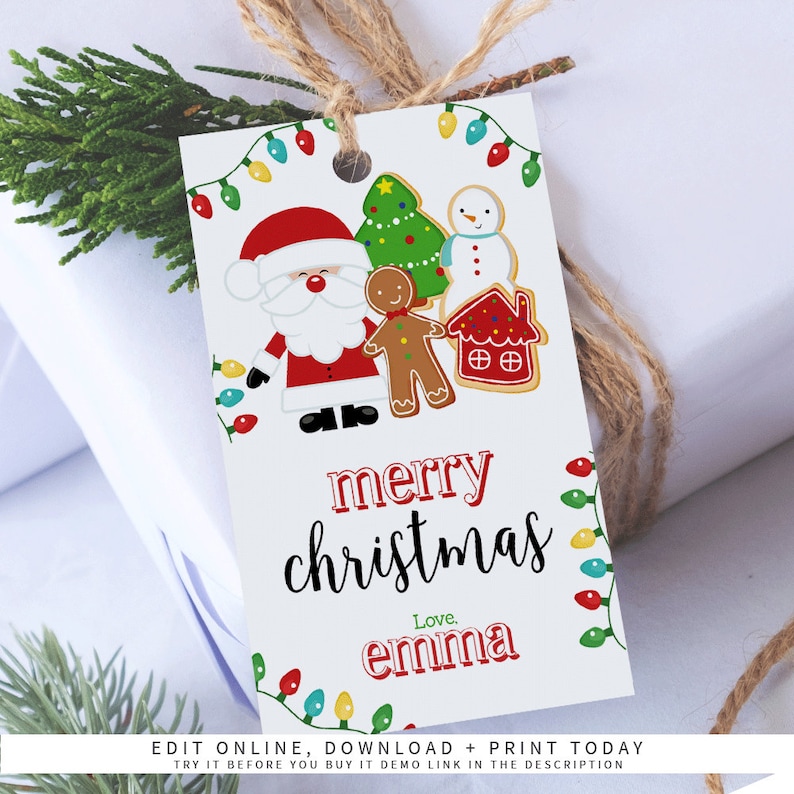Editable Christmas Gift Tags Christmas Cookies Gift Tags Etsy