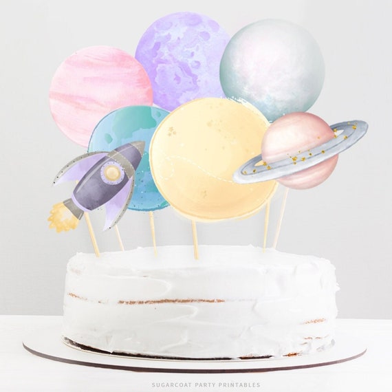 Printable First Trip Around the Sun Cake Topper Outer Space - Etsy