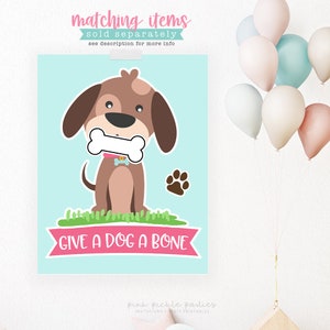 Printable Give a Dog a Bone Game, Pin the Tail on the Puppy Game, Pin the Tail on the Dog, Pin The Tail Game, Dog Party Decorations 721