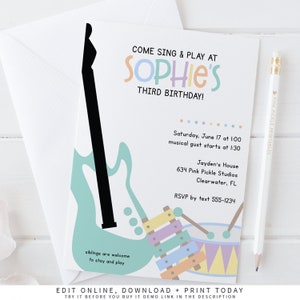Music Birthday Invitation, Music Invitation, Music Party, Music Birthday Party, Music Theme Party, Birthday Invitation, Music Invite | 634