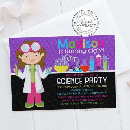 Science Invitation Printable Mad Science Birthday Party | Etsy