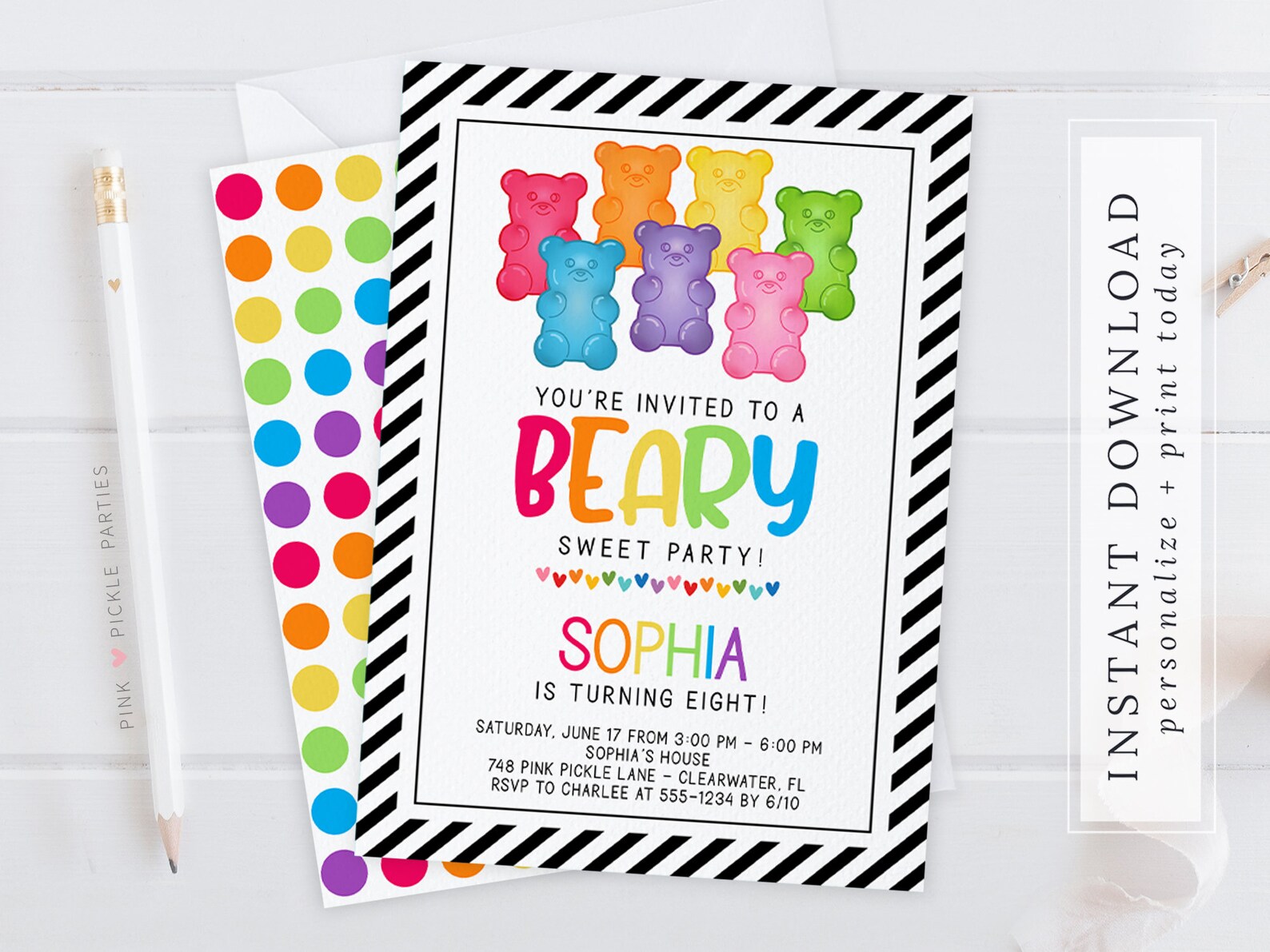 Gummy Bear Invitation Candy Birthday Invitation Candy Shop - Etsy