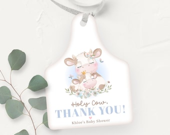 Cow Ear Tag Baby Shower Thank You Tags, Thank Moo for Coming, Cow Thank You, Cow Favor Tag, Cow Party Tag, Cow Gift Tag Printable 813