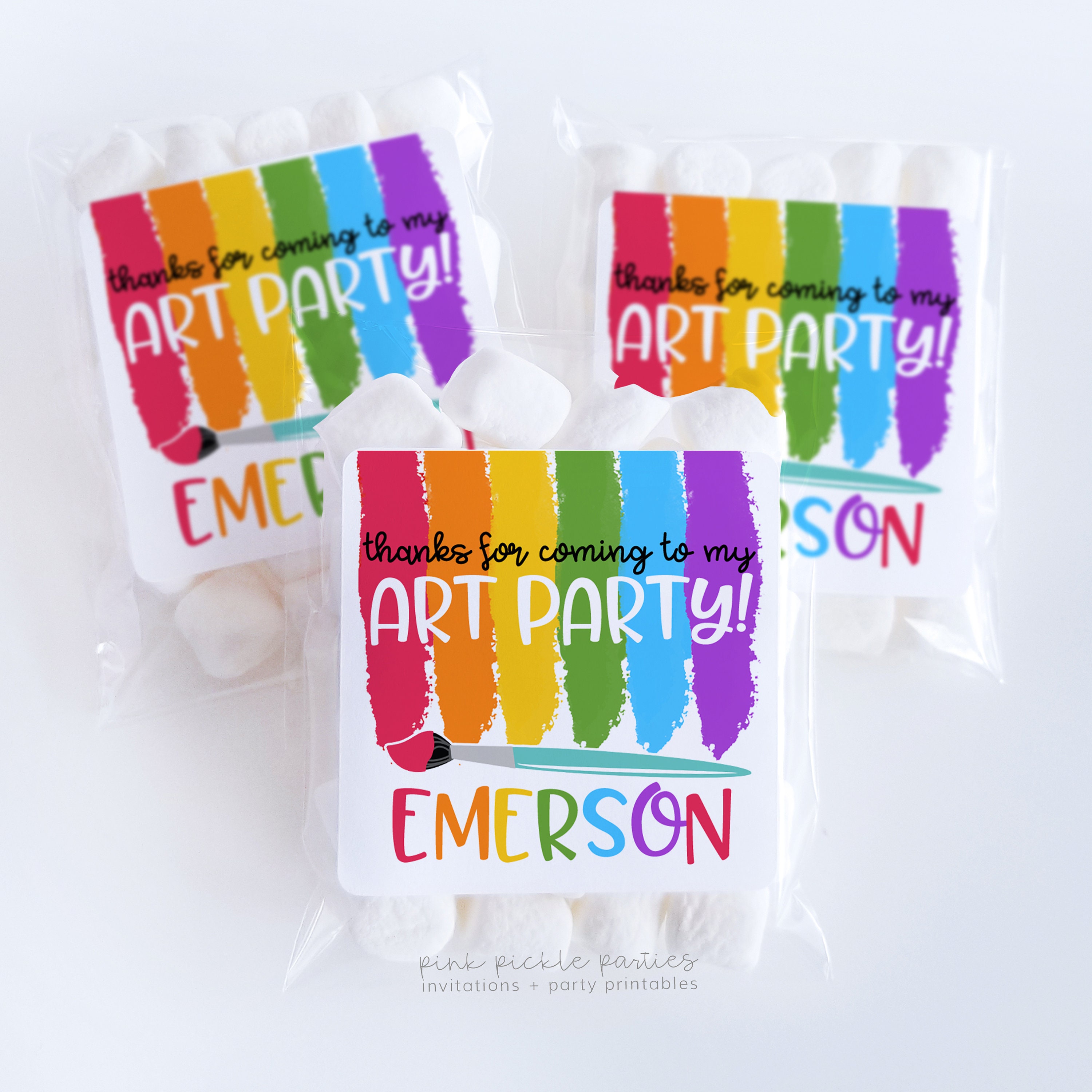 Art Paint Party Favor Tags, Printable Thank You Tags for Art Party Favors
