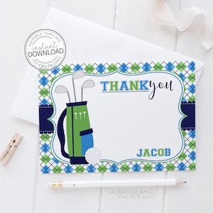 Golf Bedankkaart, Golf Notitiekaart, Golf Notecard, Golf Briefpapier, Bedankkaarten, Bedankbriefjes, Afdrukbare Bedankt 475