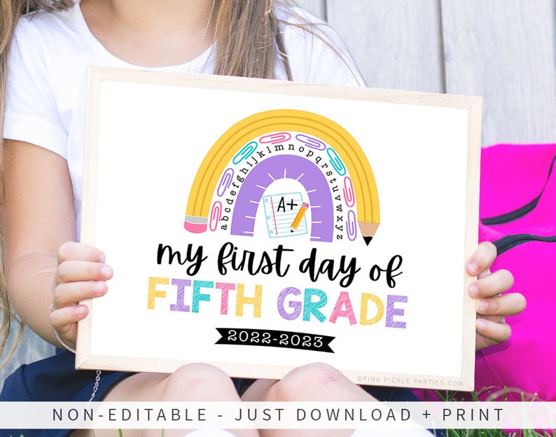 First Day of School Sign Printable First Day of 5th Grade - Etsy