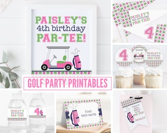 Editable Golf Birthday Party Bundle Printable Package, Golf Birthday Party Package Printable Set, Instant Download Editable Template 475