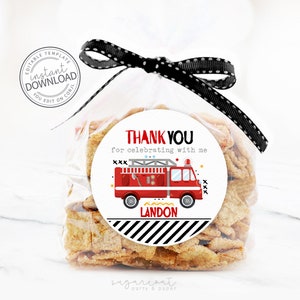 Fire Truck Favor Tag, Fireman Party Favor Tag, Firefighter Gift Tags ...