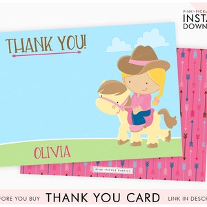 Pony Thank You Card Pony Birthday Theme Horse Thank You - Etsy