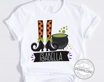Printable Witch Shirt Iron-on, Halloween Witch T Shirt Transfer Design, Halloween Printable, instant download editable template 623