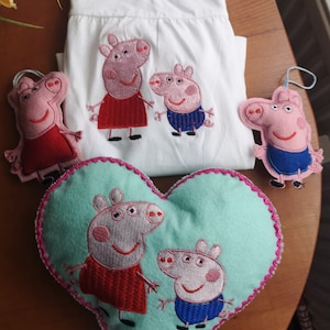 Machine embroidery design Peppa Pig, applique, toys, heard, christmas ornament,