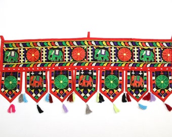 Handmade Window Door Valance Home Decor Decorative Embroidered Patchwork Toran Pelmet Topper Drapery Top Hanging Tent Decoration Art J821