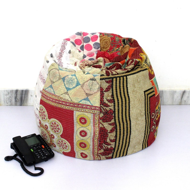 Handmade Quilted Cotton Floral Bohemian Bean Bag Chair Home | Etsy