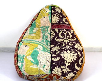 Handmade Quilted Cotton Floral Bohemian Bean Bag Chair Home Decor Round Decorative Hippie Embroidered Gypsy Ottoman Hippy Pouf S577