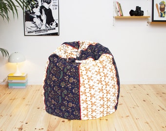 Handmade Cotton Multi Color Floral Bohemian Bean Bag Chair Home Decor Round Decorative Hippie Gypsy Ottoman Hippy Pouf Y879