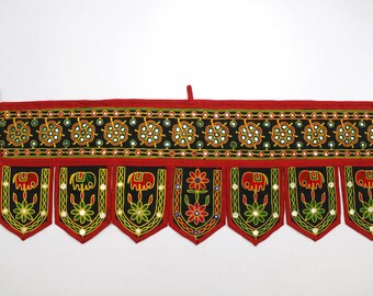 Handmade Window Door Valance Home Decor Decorative Embroidered Patchwork Toran Pelmet Topper Drapery Top Hanging Tent Decoration Art J811