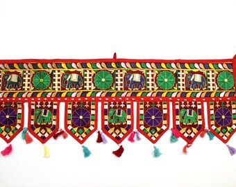 Handmade Window Door Valance Home Decor Decorative Embroidered Patchwork Toran Pelmet Topper Drapery Top Hanging Tent Decoration Art J830