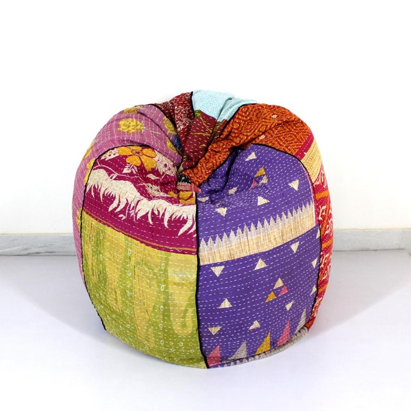 Handgemachte Quilted Baumwolle Floral Boho Bean Bag Stuhl Home Decor Rund Dekor Hippie Bestickt Gypsy Ottoman Hippy Pouf S520