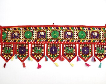 Handmade Window Door Valance Home Decor Decorative Embroidered Patchwork Toran Pelmet Topper Drapery Top Hanging Tent Decoration Art J819