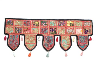 Handmade Window Door Valance Home Decor Decorative Embroidered Patchwork Toran Pelmet Topper Drapery Top Hanging Tent Decoration Art N015
