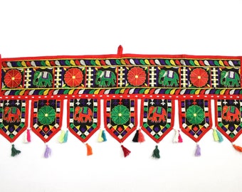 Handmade Window Door Valance Home Decor Decorative Embroidered Patchwork Toran Pelmet Topper Drapery Top Hanging Tent Decoration Art J822