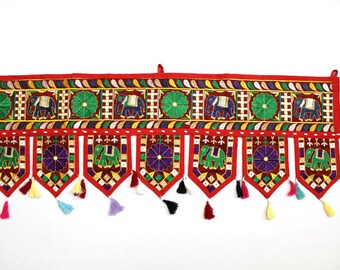 Handmade Window Door Valance Home Decor Decorative Embroidered Patchwork Toran Pelmet Topper Drapery Top Hanging Tent Decoration Art J824