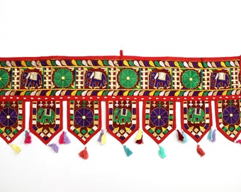 Handmade Window Door Valance Home Decor Decorative Embroidered Patchwork Toran Pelmet Topper Drapery Top Hanging Tent Decoration Art J818